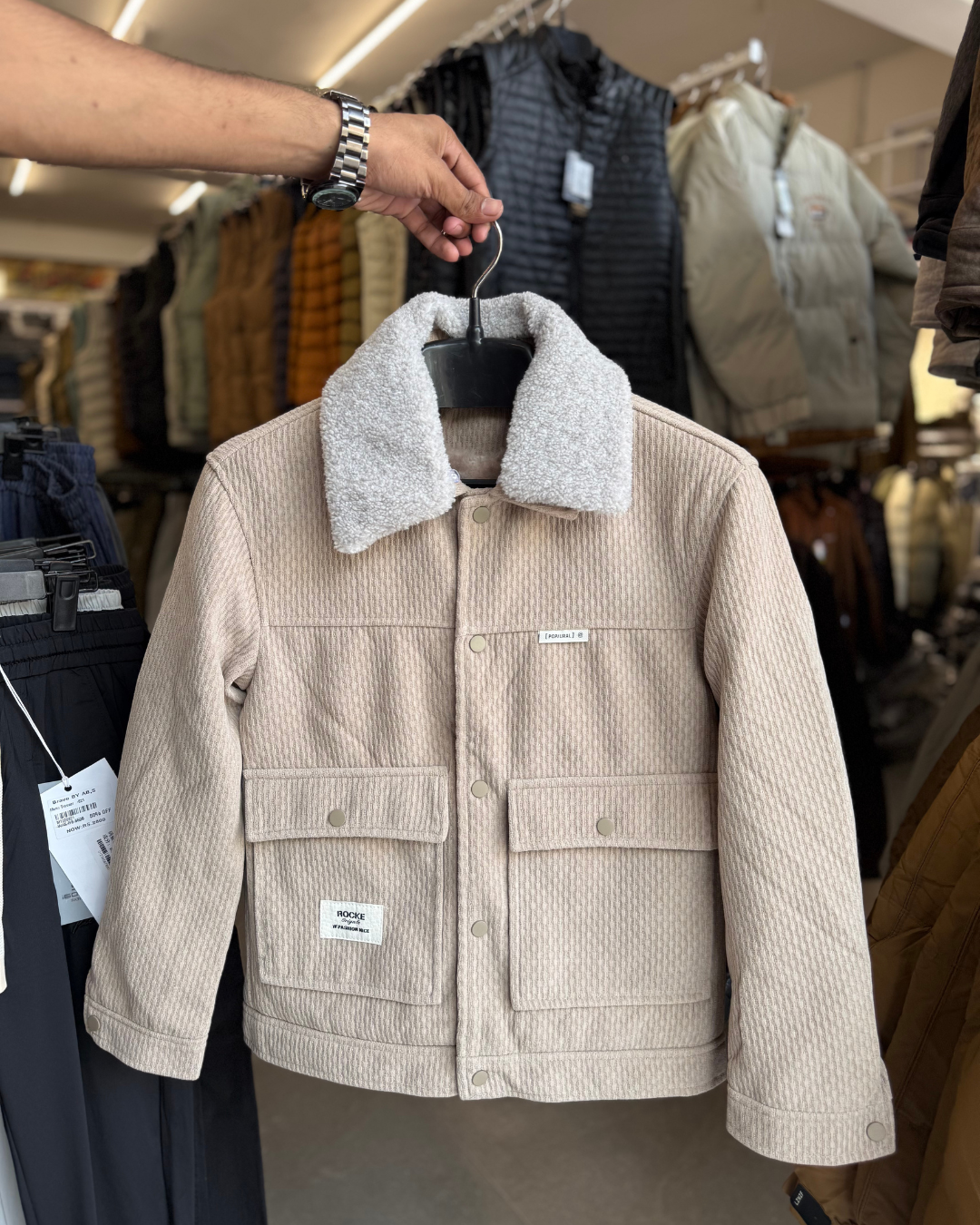 Men’s corduroy sherpa-collar jacket