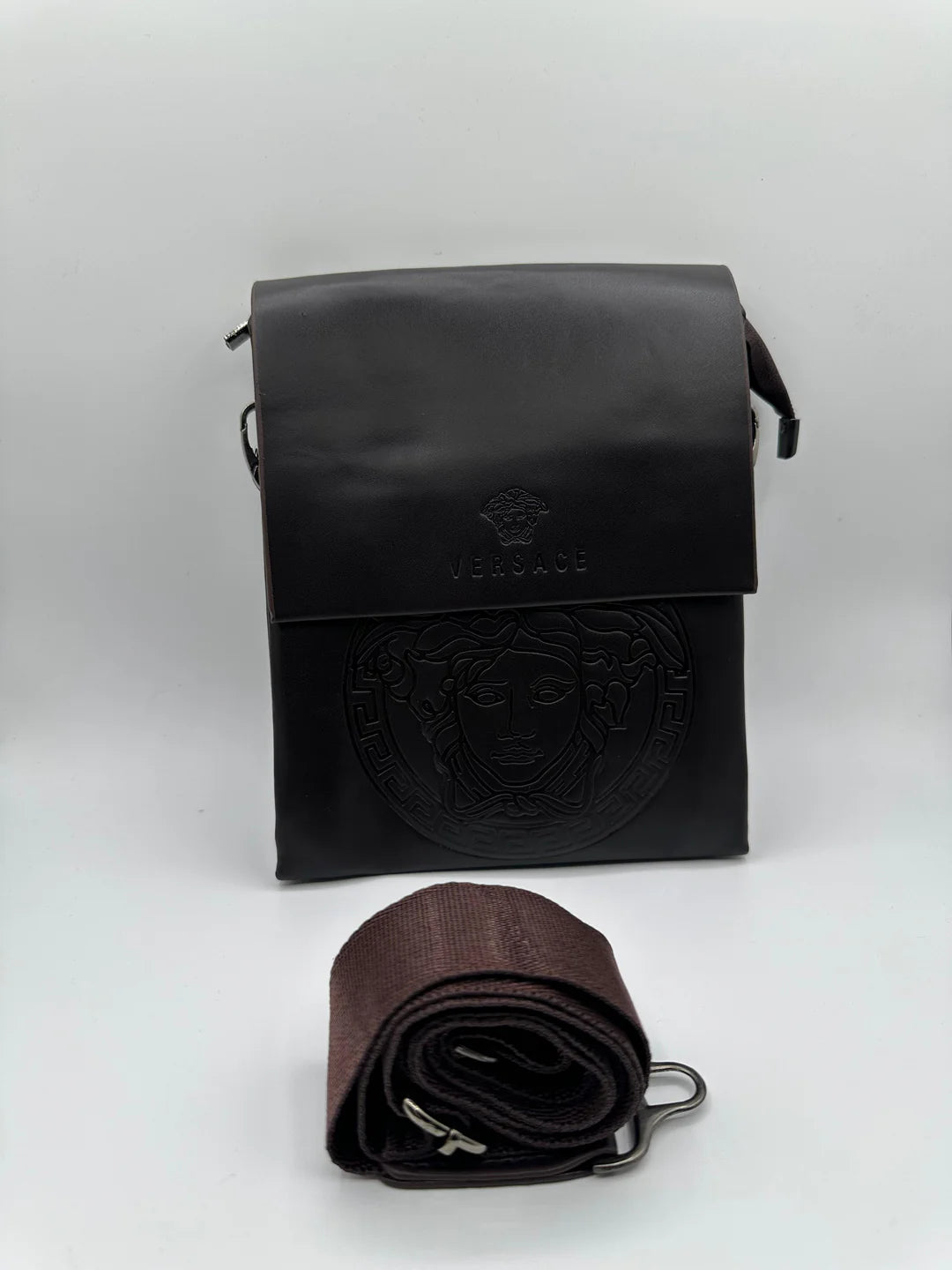 Versace Medusa Head Embossed Leather Crossbody Bag