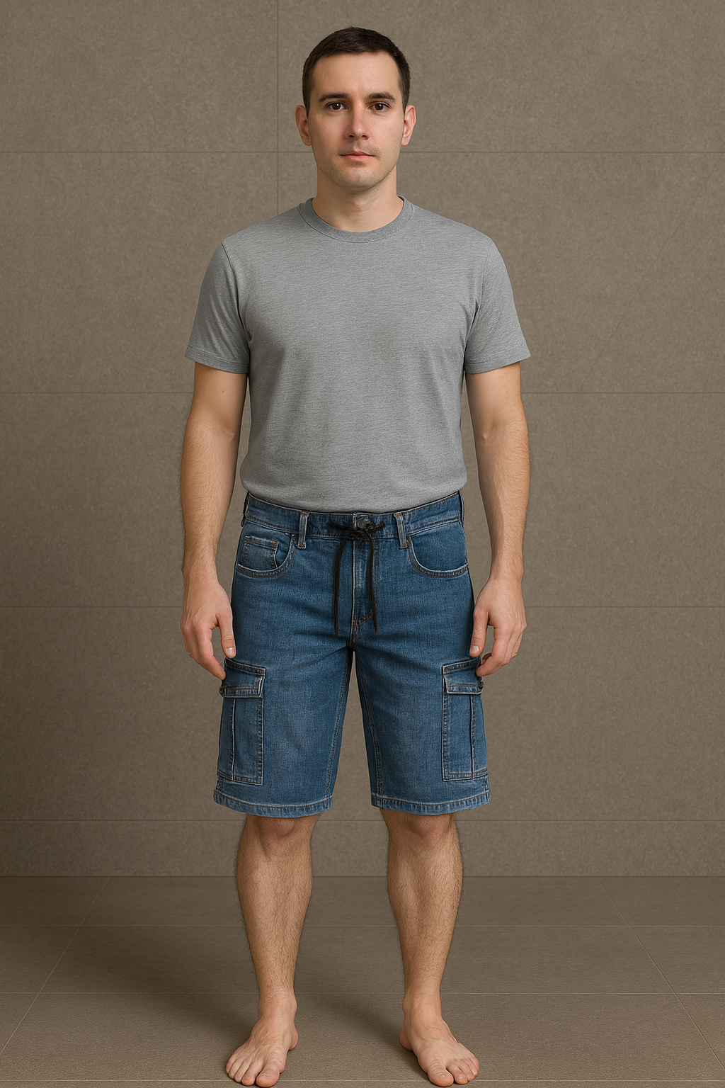 Men's Relaxed Fit Denim Cargo Shorts