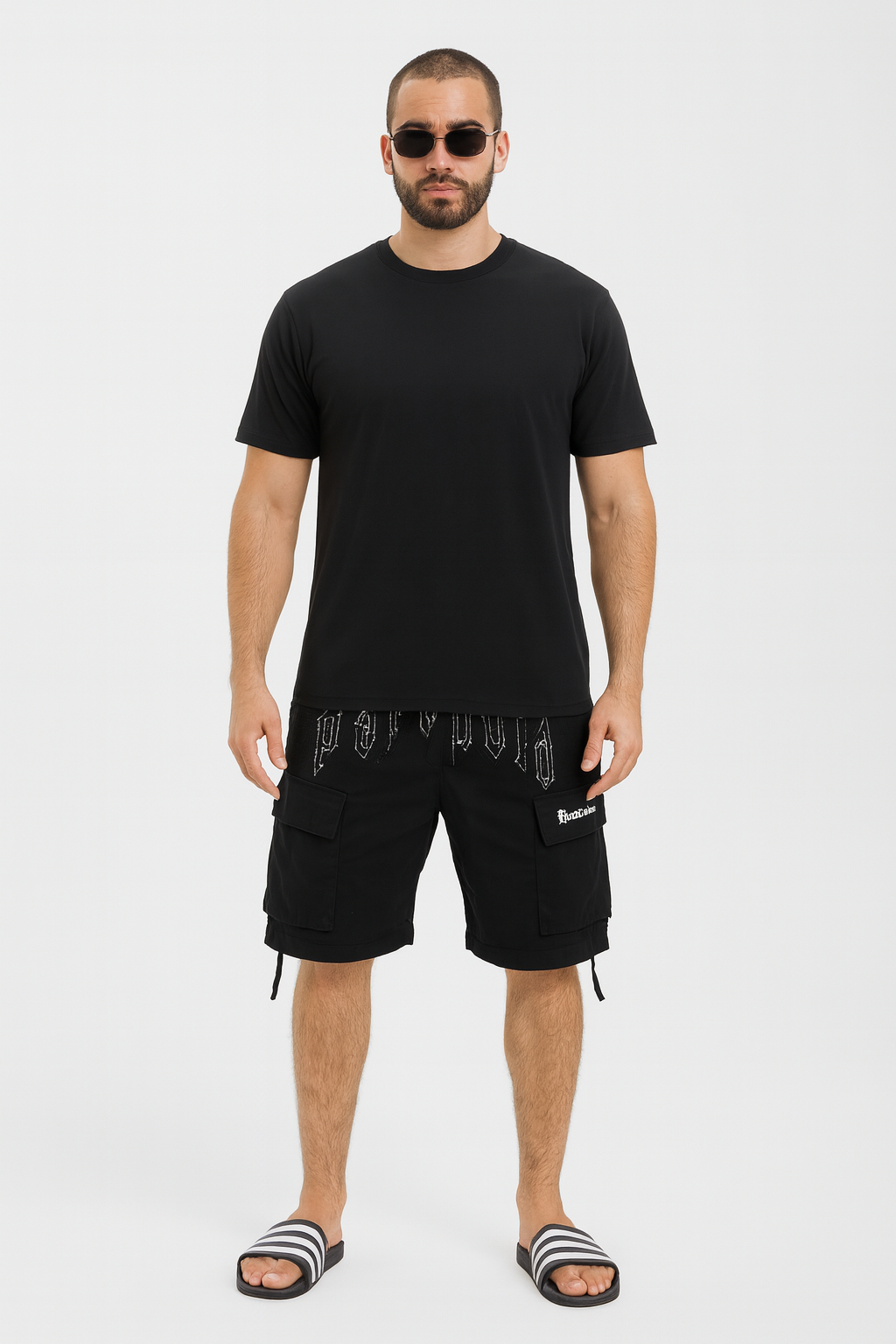 Black Streetwear Cargo Shorts