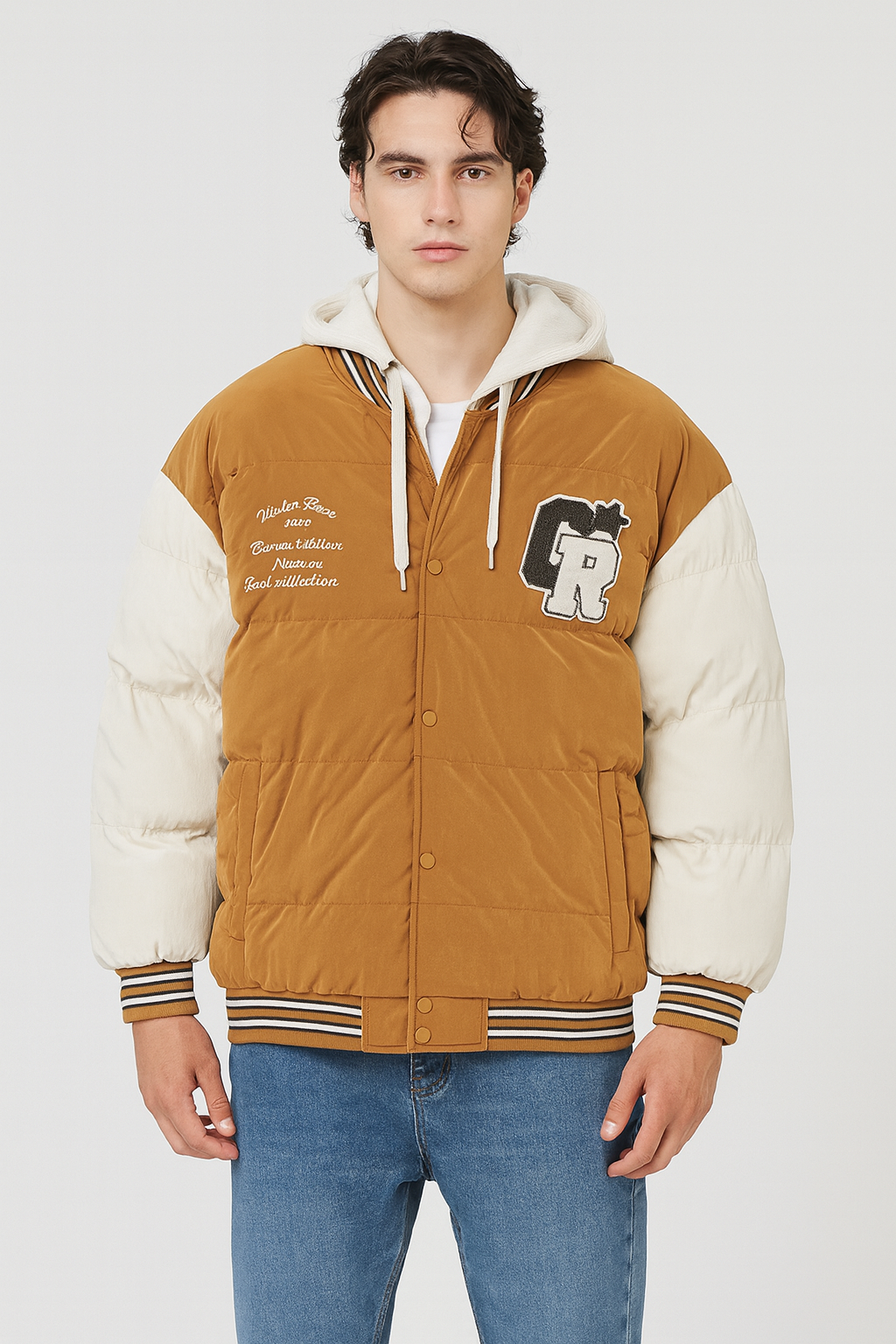 Colorblock Varsity Puffer Jacket