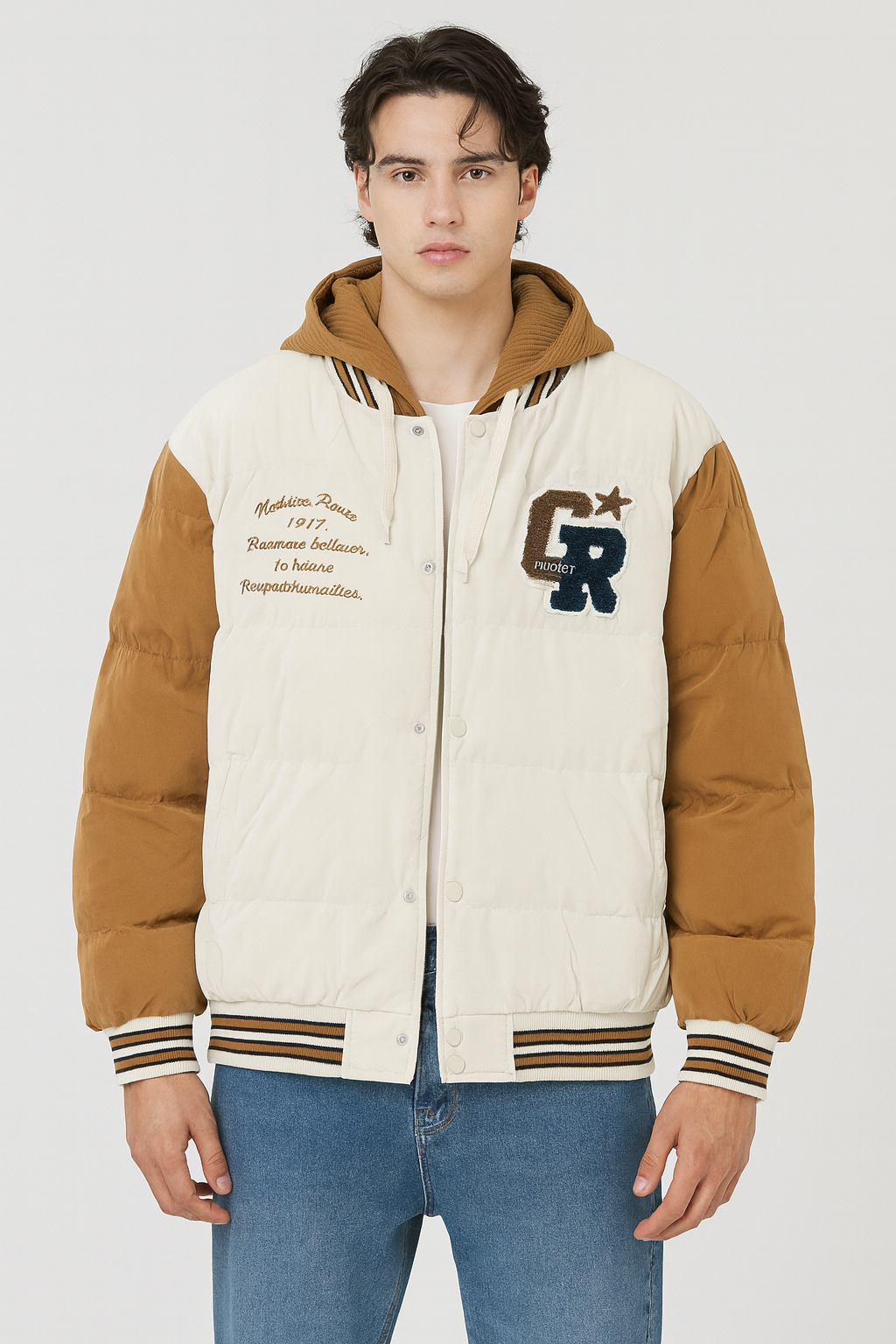 Colorblock Varsity Puffer Jacket