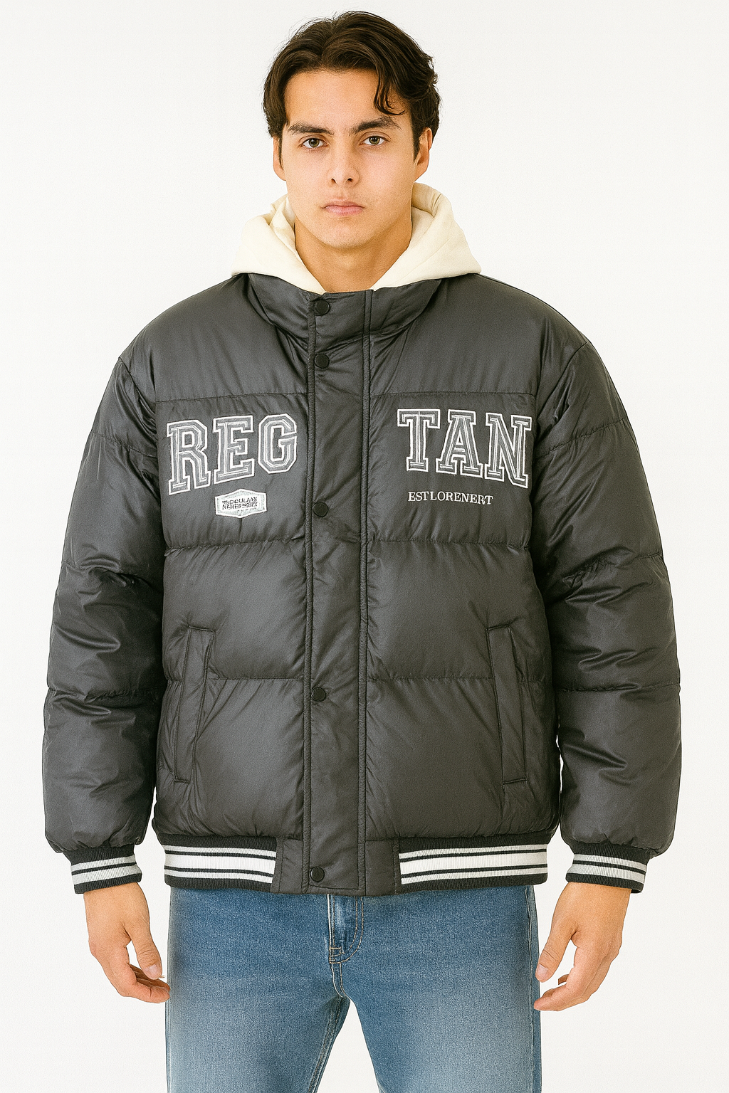 Men's Varsity-Style Puffer Jacket