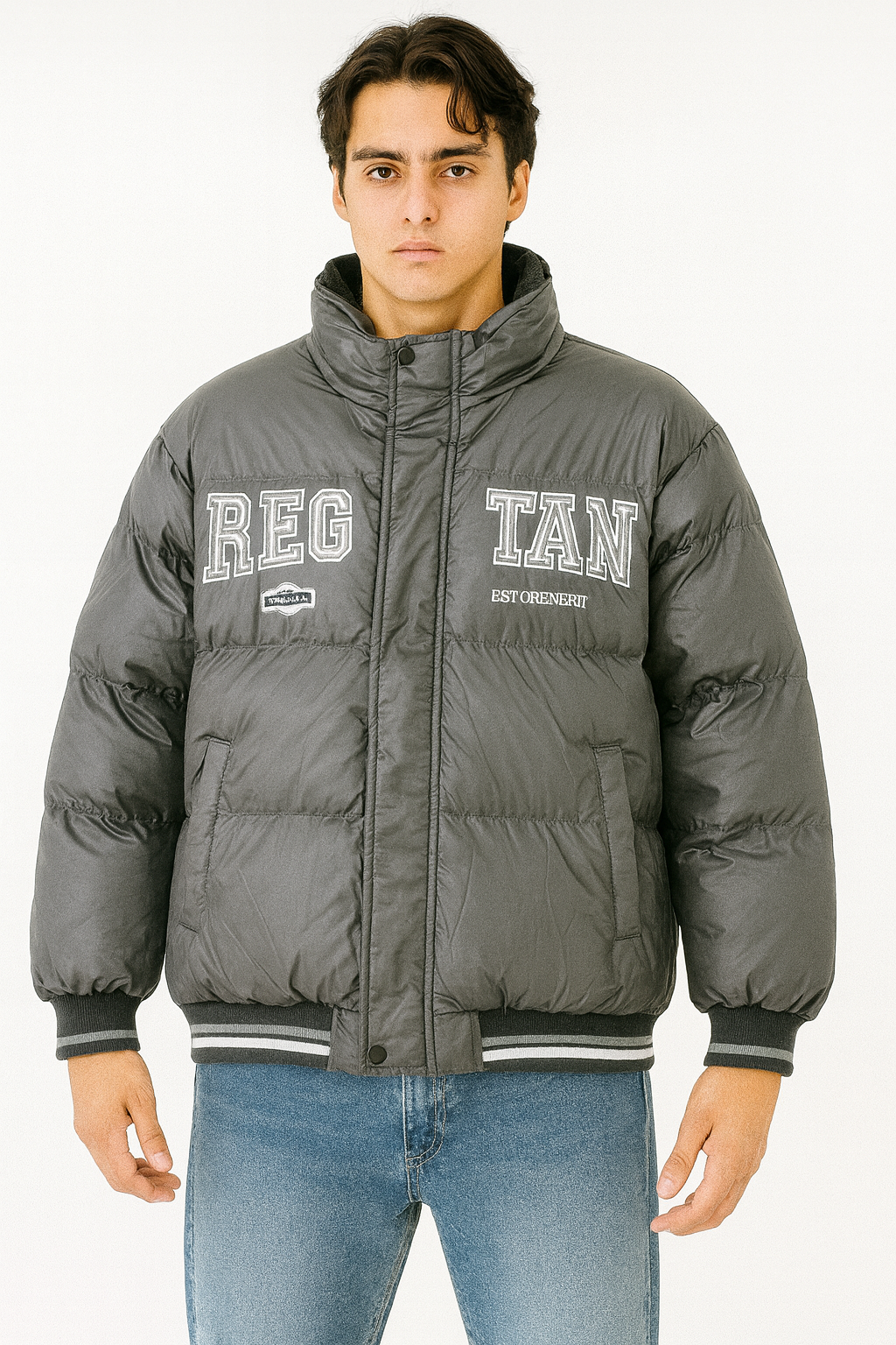 Men's Varsity-Style Puffer Jacket