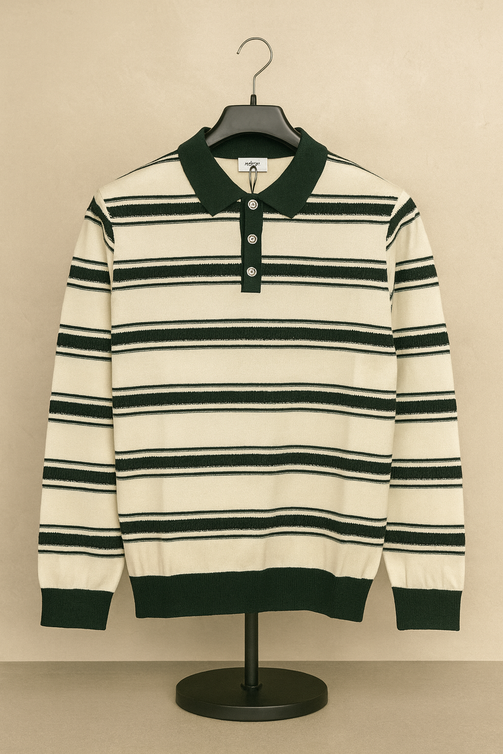 Retro Striped Knit Polo