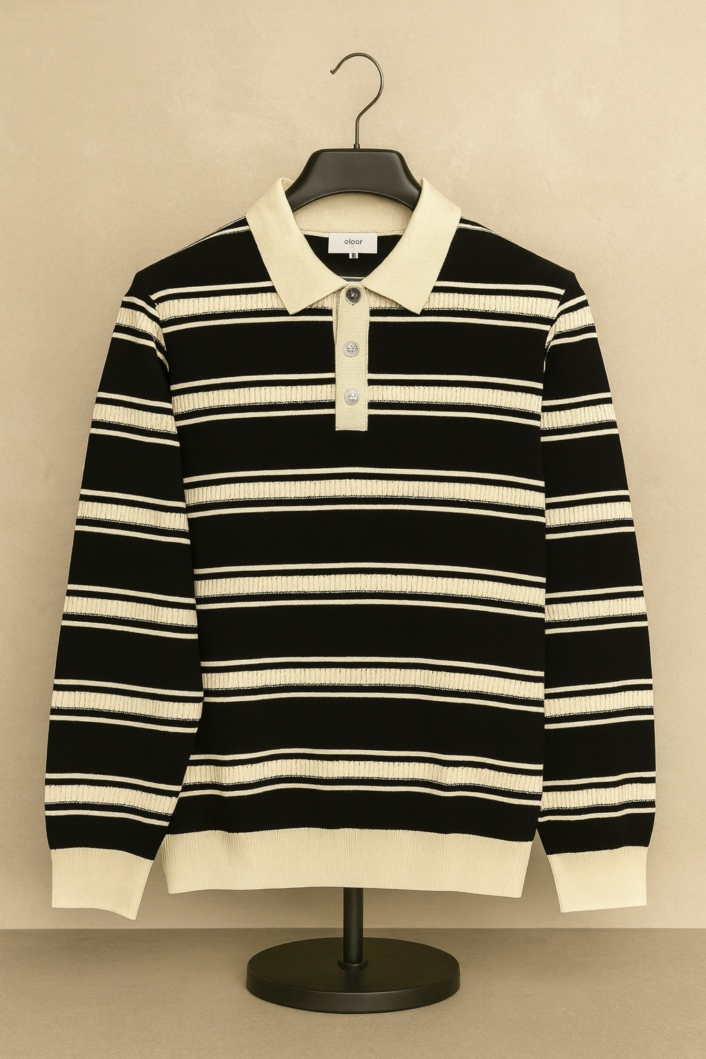 Retro Striped Knit Polo