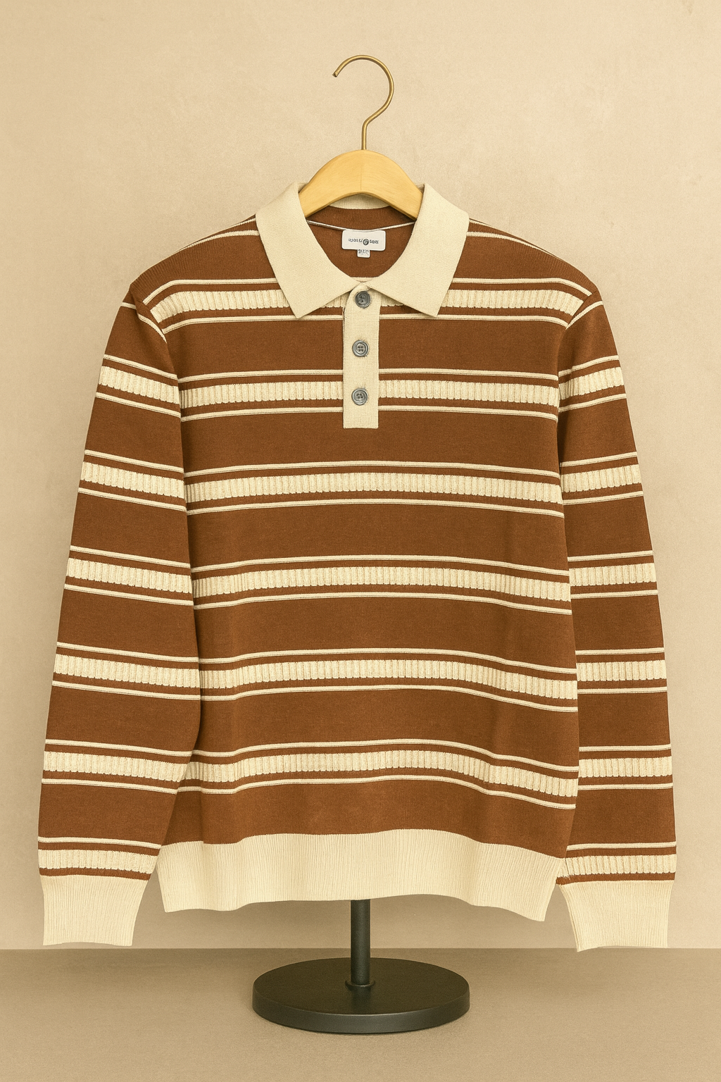 Retro Striped Knit Polo