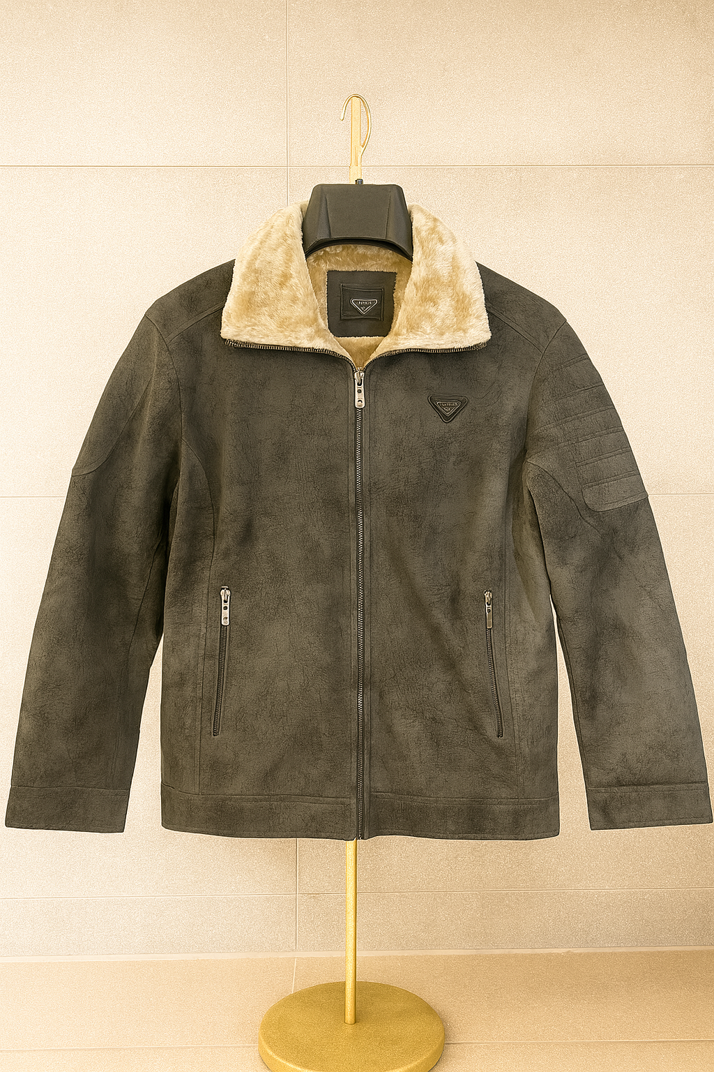 Men’s Faux Shearling Collar Jacket