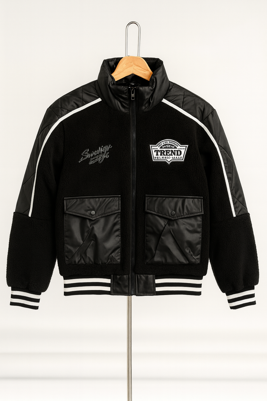 Black Varsity Bomber Jacket – Streetwear Trend Edition
