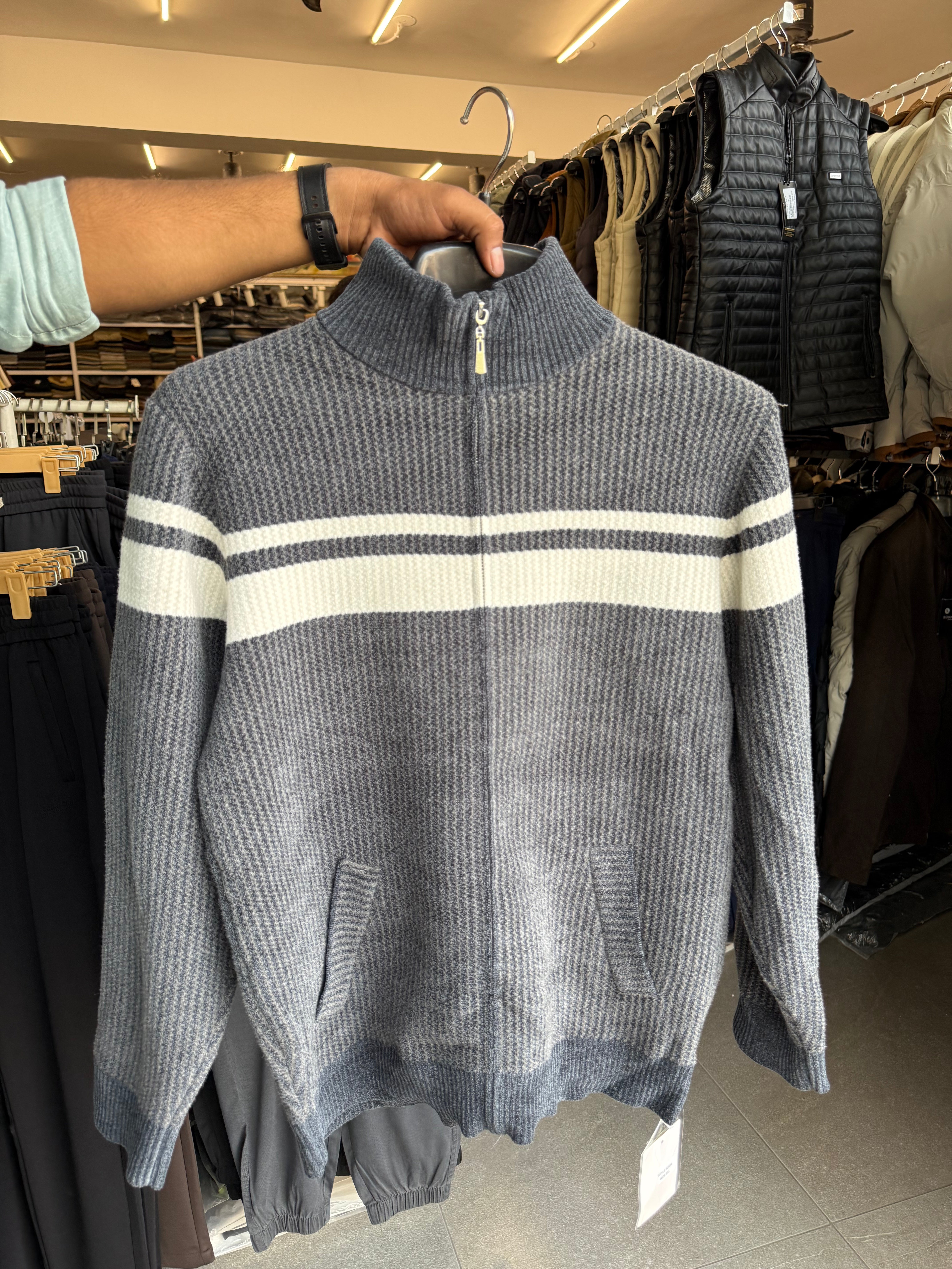 Men’s Wool Zip-Up Sweater Jersey