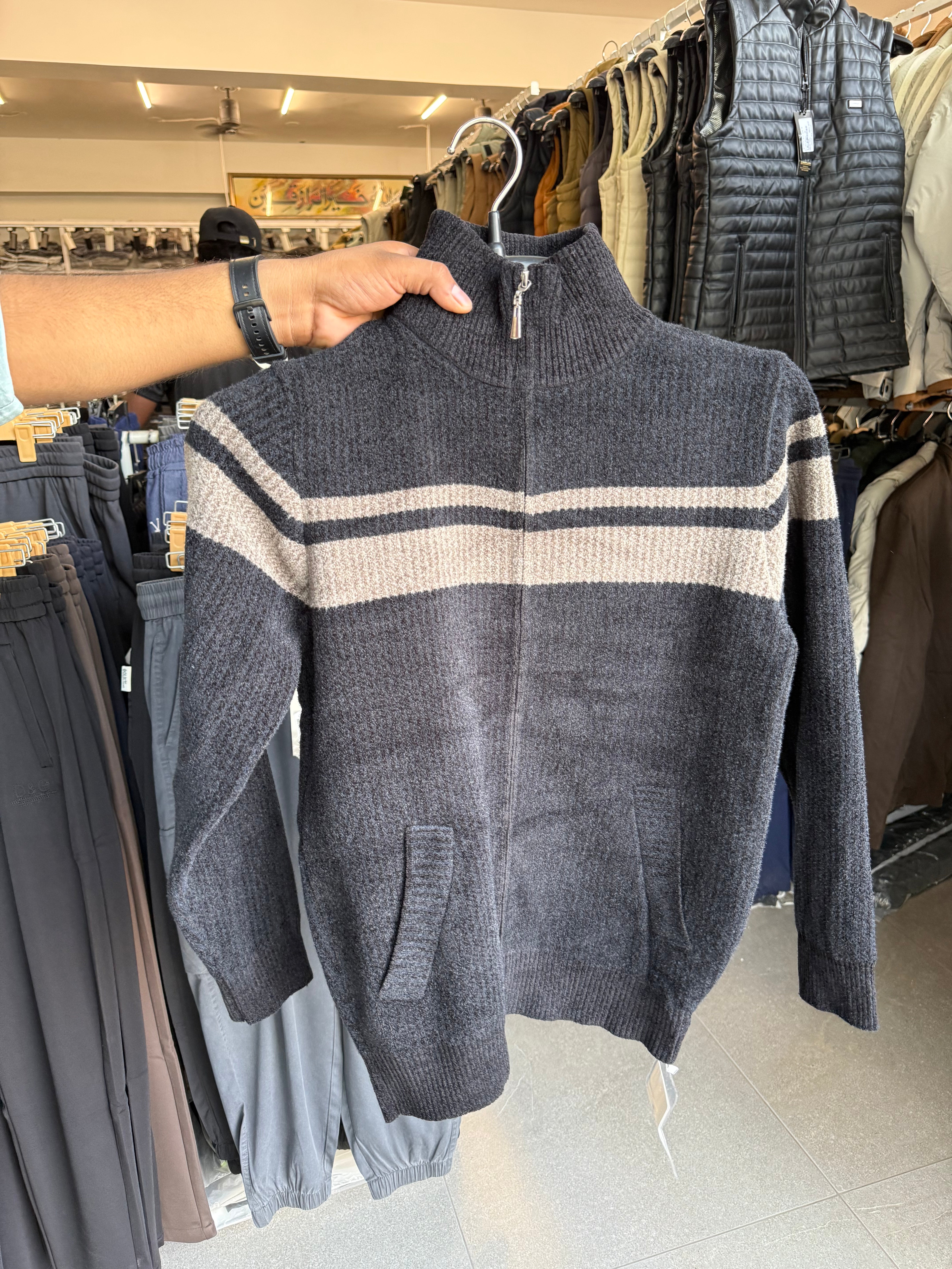 Men’s Wool Zip-Up Sweater Jersey