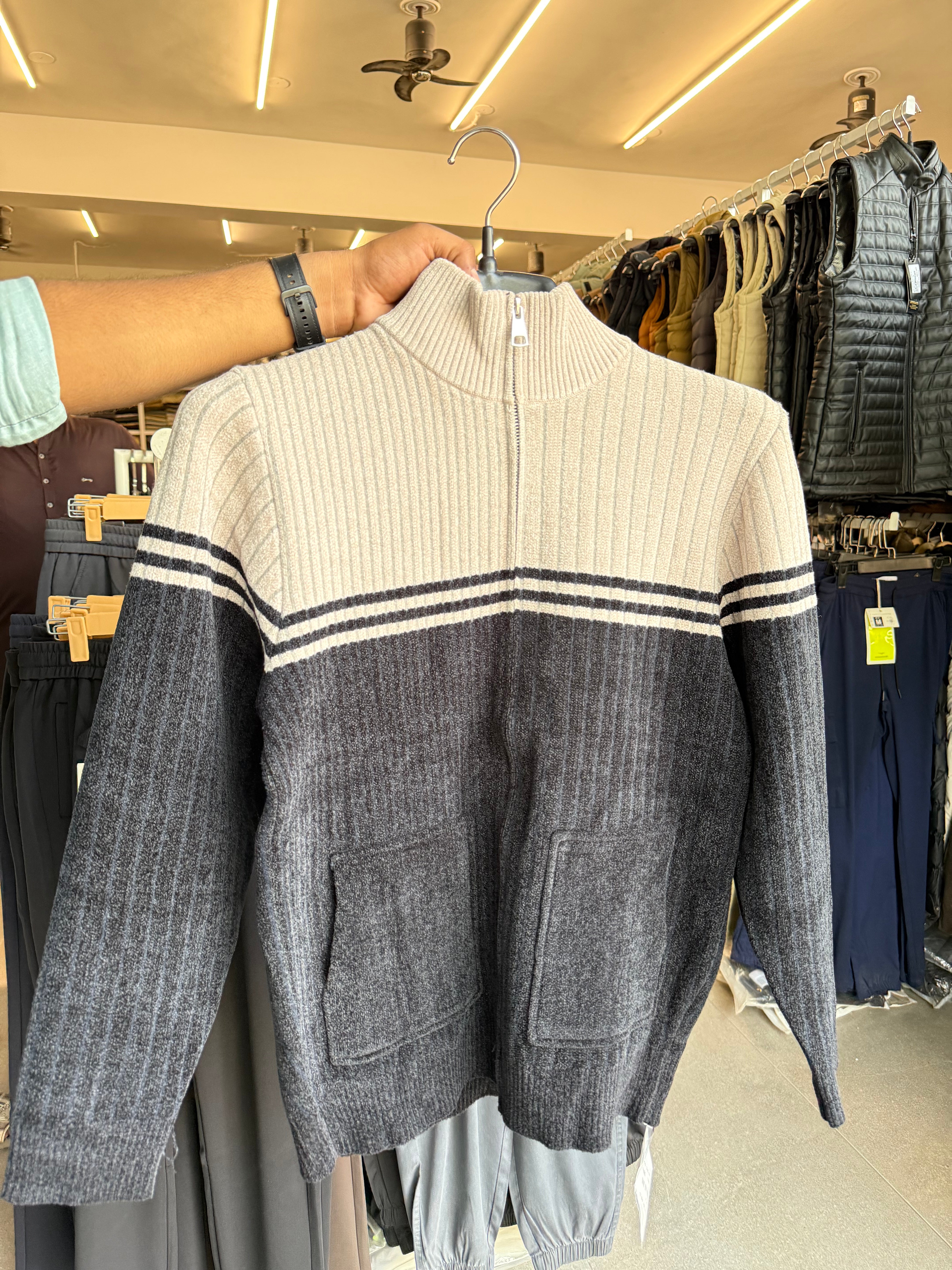 Men’s Wool Zip-Up Sweater Jersey